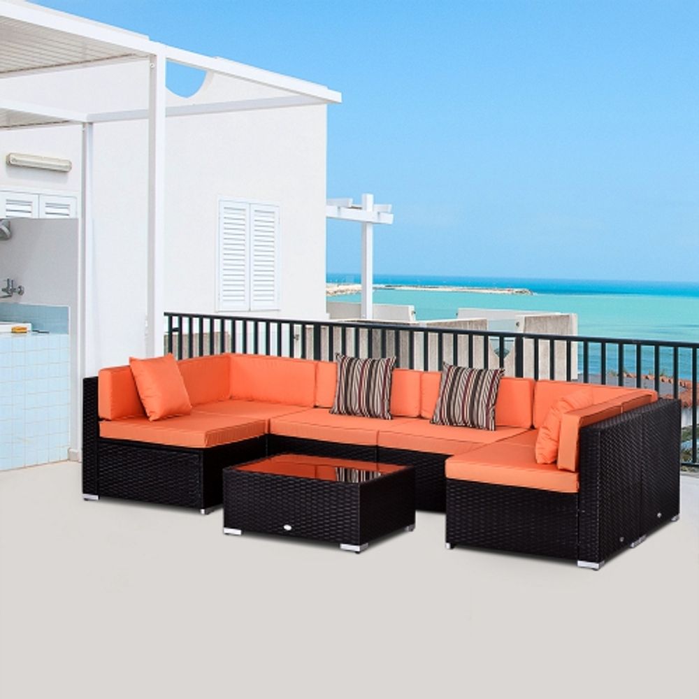 Outsunny 7pc garden shop wicker sectional set
