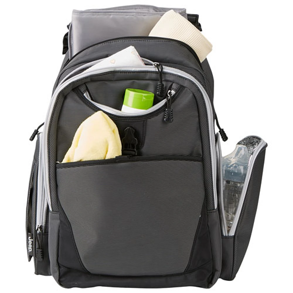 Jeep Adventures Backpack Diaper Bag Grey Black Scarborough