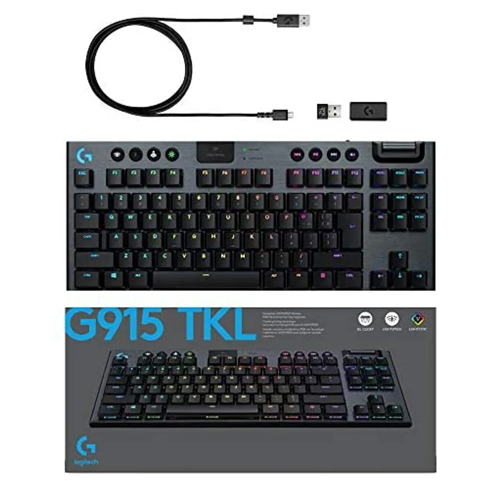 Logitech G915 TKL Tenkeyless Lightspeed Wireless RGB Mechanical Gaming Keyboard, Low Profile