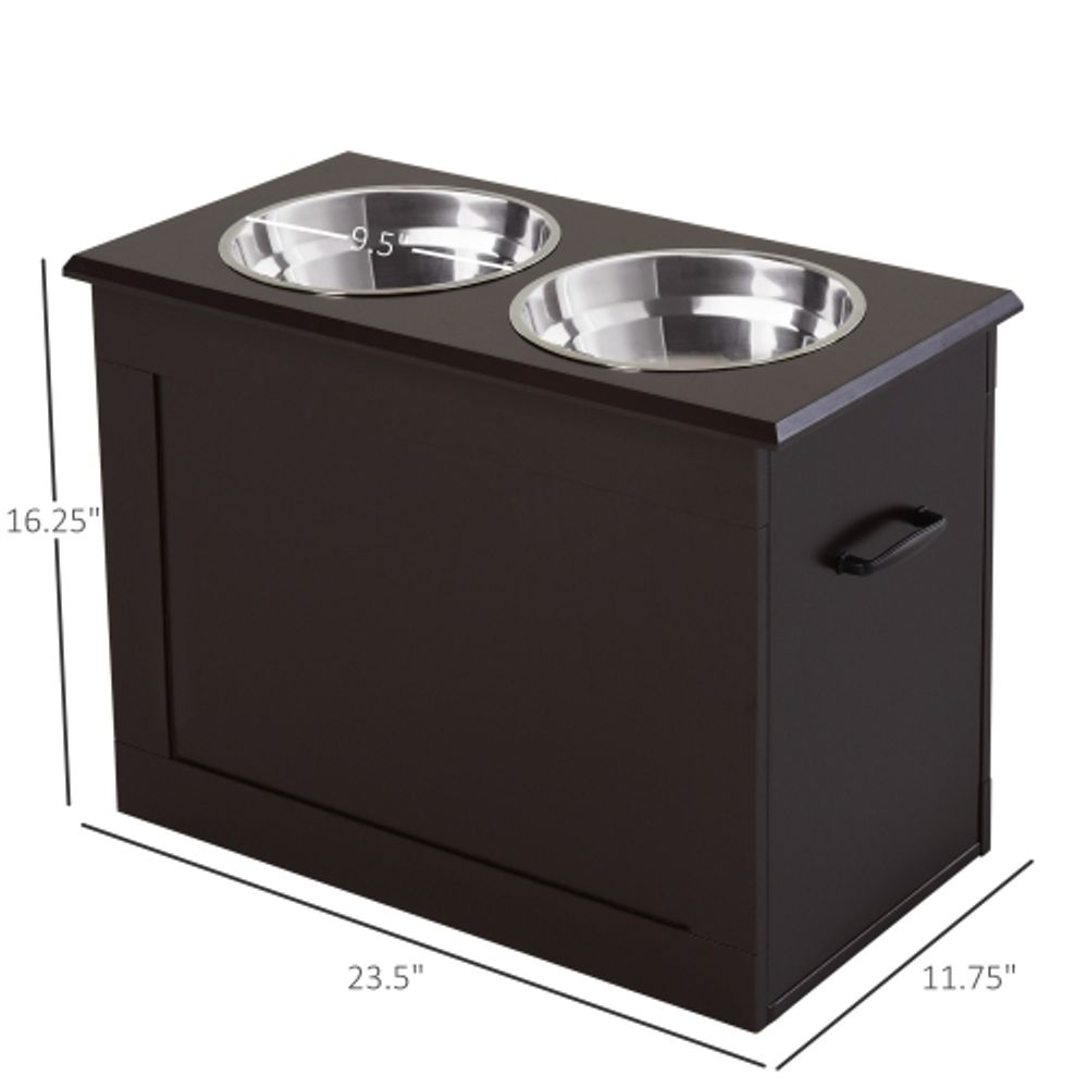 PawHut Elevated Dog Bowls for Large Dogs with Storage Dog Pet