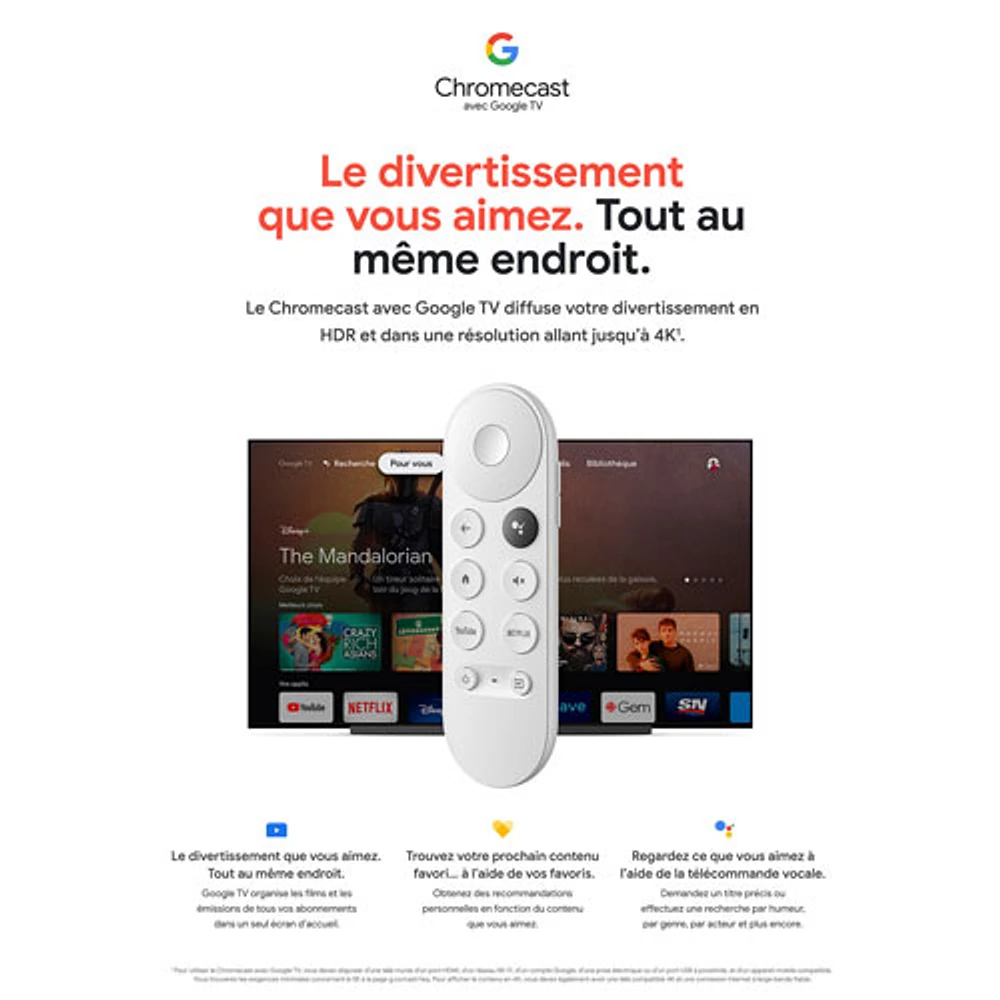 Chromecast with Google TV – 4K – Snow – Dado Cell