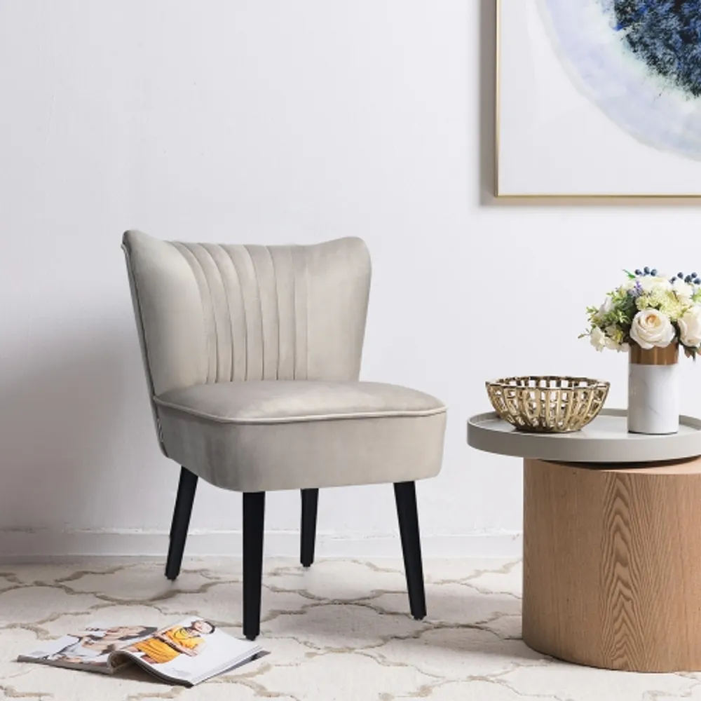 Costway armless accent chair hot sale modern velvet leisure chair