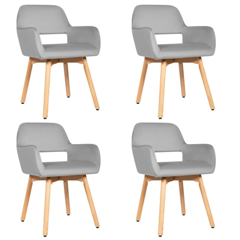 Costway Set of 4 Modern Accent Armchairs Velvet Fabric Leisure Chairs
