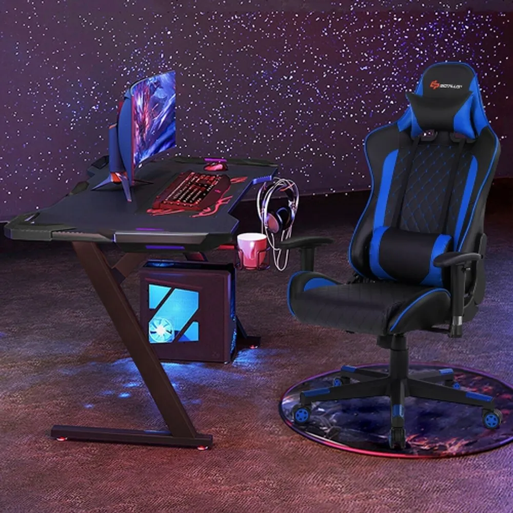 Costway massage racing gaming chair chair with rgb led outlet