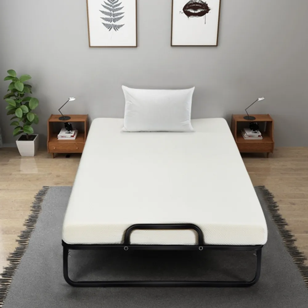Costway Heavy Duty Foldable Bed Metal Guest Bed Daybed W 4 inch