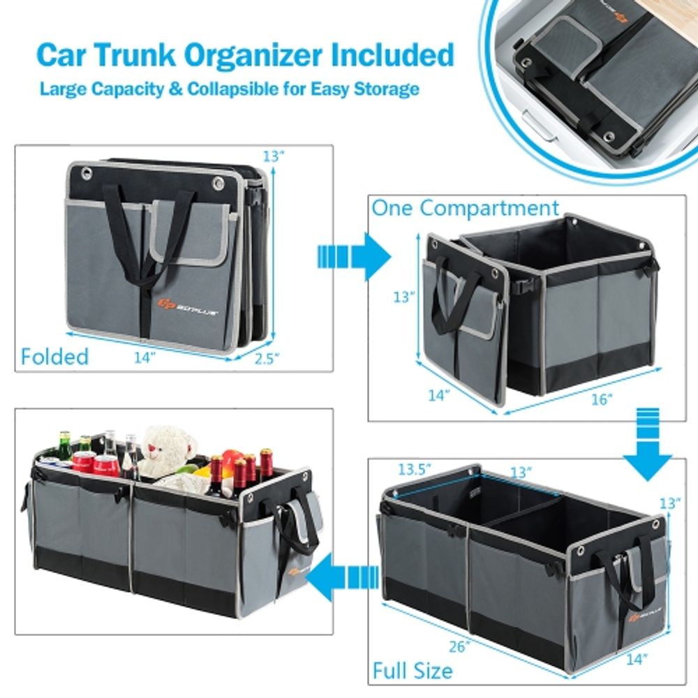 COSTWAY Goplus 14 Cubic Feet Cargo Box Dualsided Opening Car Roof Box