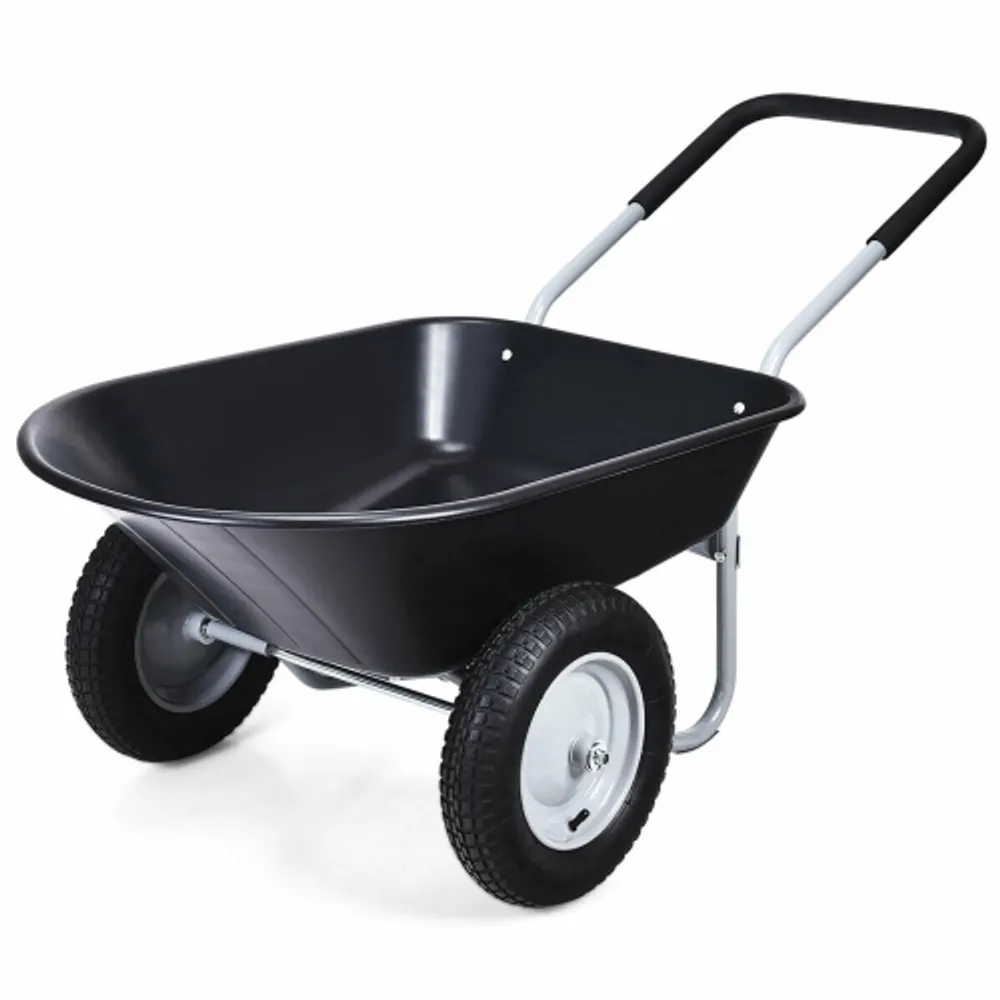 Costway 2 Tire Wheelbarrow Cart Heavyduty Dolly Utility Cart Black