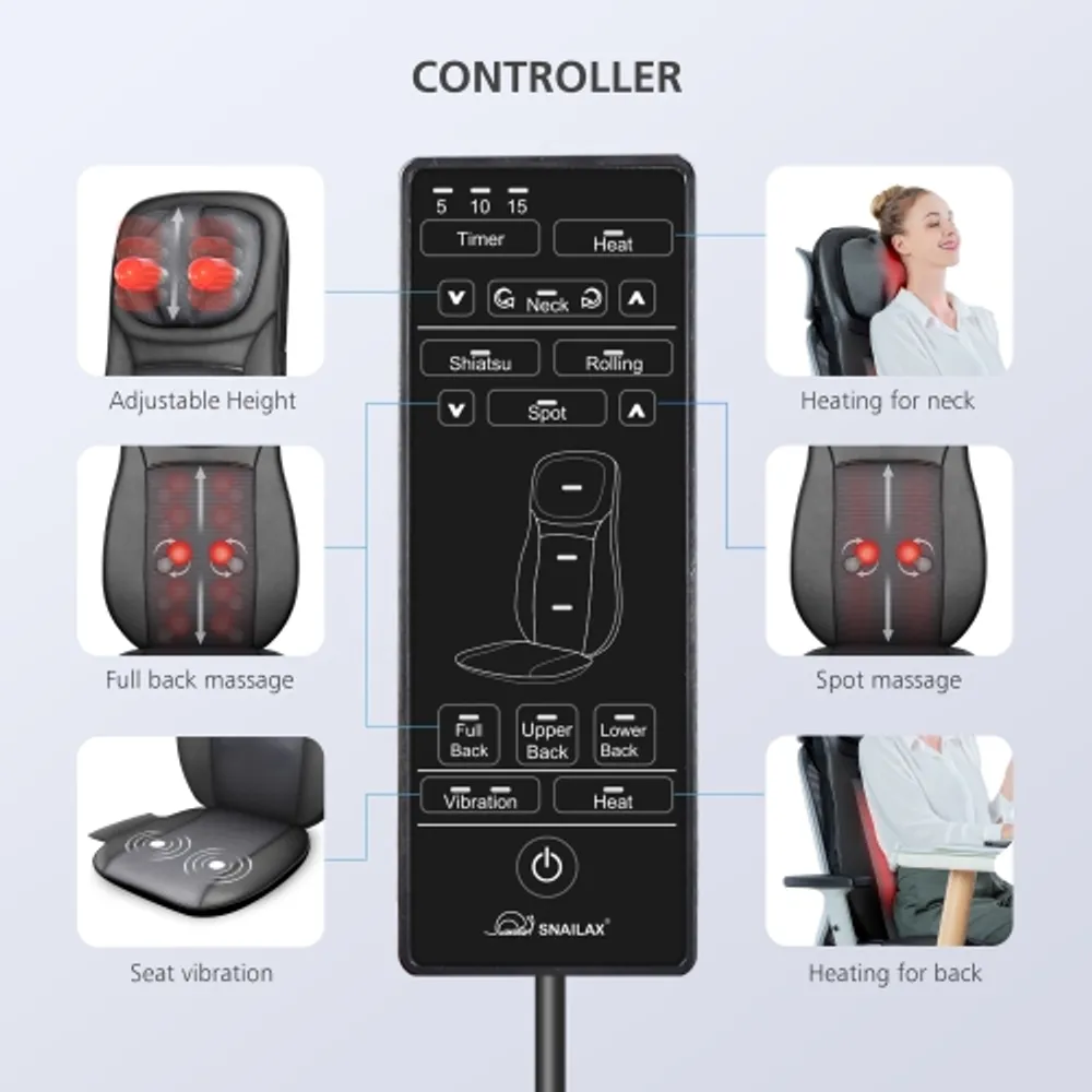 Snailax shiatsu neck & full back kneading home massager discount