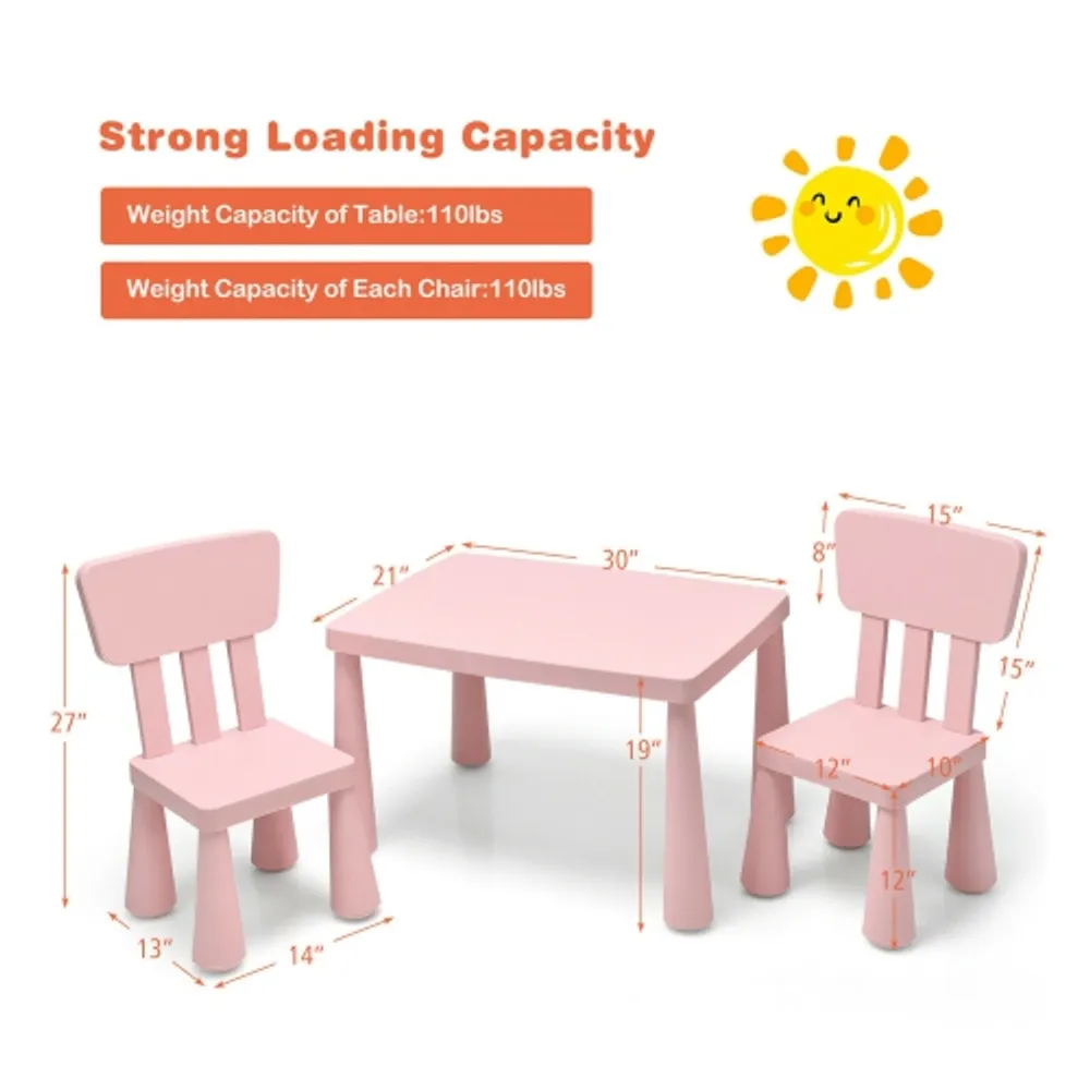 Gymax Kids Table 2 Chairs Set Toddler Activity Play Dining Study