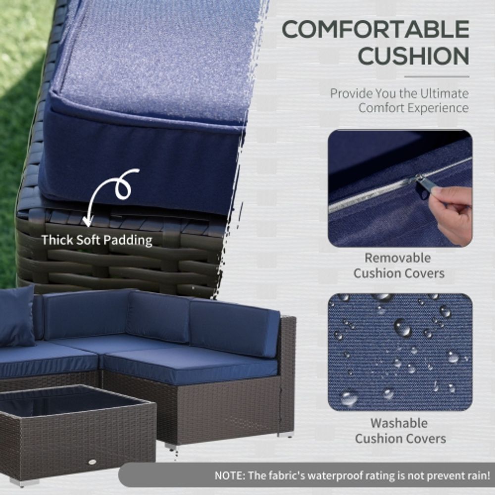 Outsunny 7pc Garden Wicker Sectional Set Tea Table Patio Rattan Lounge Sofa Coquitlam Centre