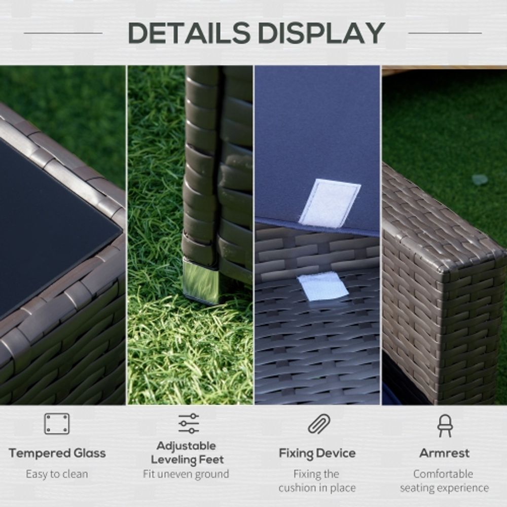 Outsunny 7pc Garden Wicker Sectional Set Tea Table Patio Rattan Lounge Sofa Coquitlam Centre