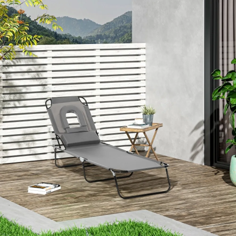 Outsunny Adjustable Outdoor Lounge Chair Garden Folding Chaise