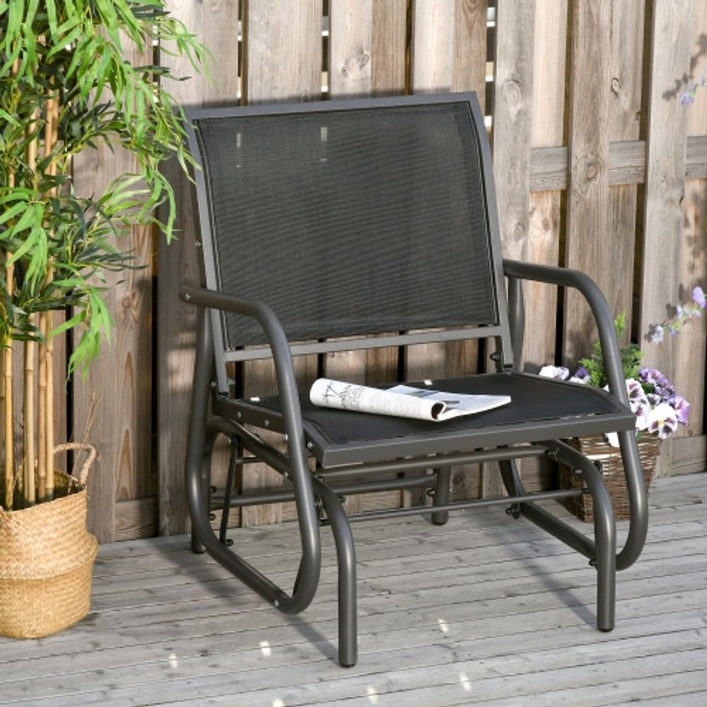 Outsunny 2 seater patio glider rocking sales chair metal swing bench furniture table