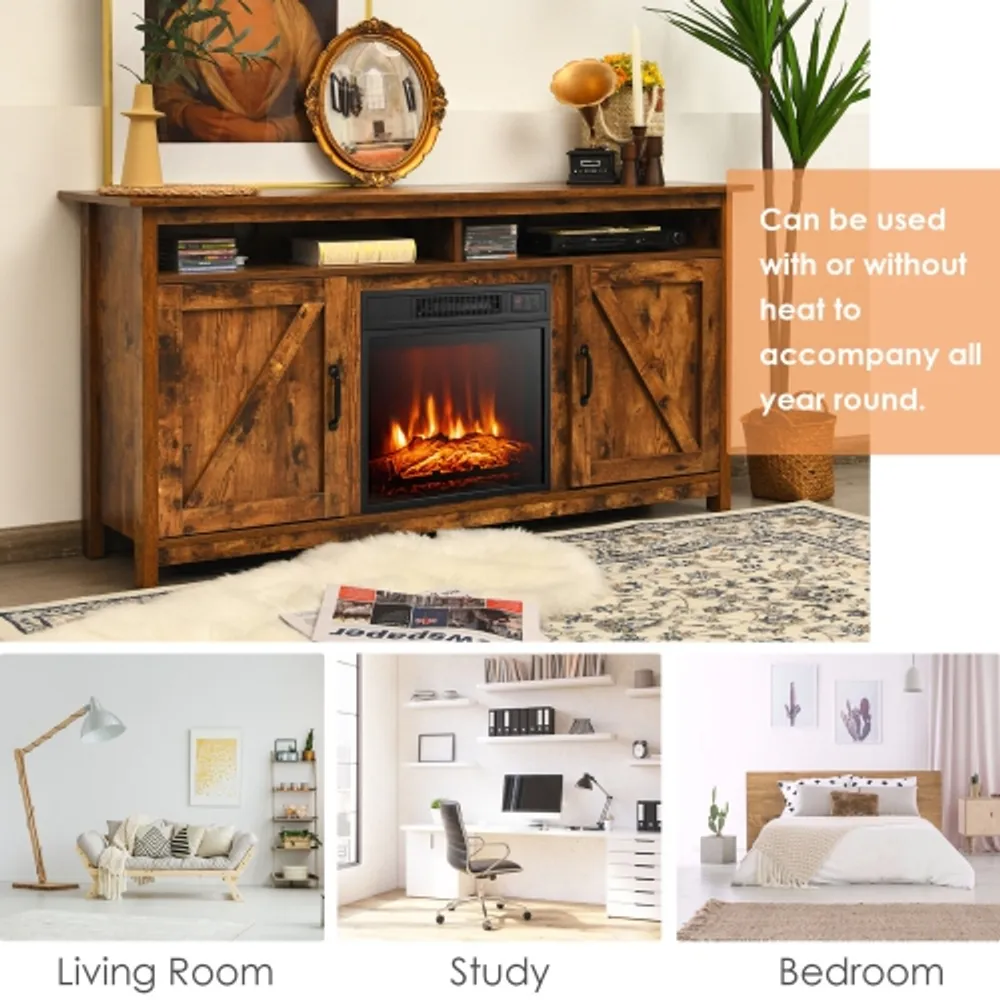 Industrial fireplace deals tv stand