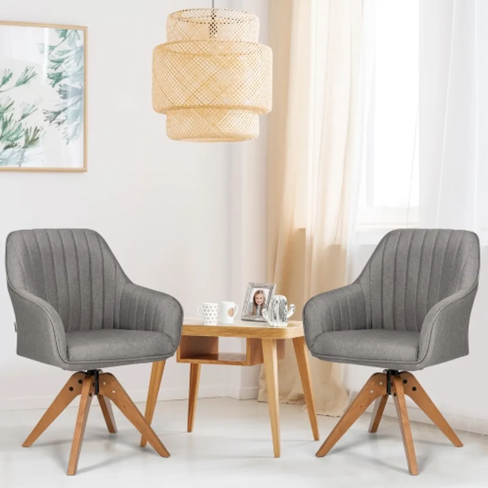 Costway Set of 2 Swivel Accent Chair Fabric Vanity Study ArmChair