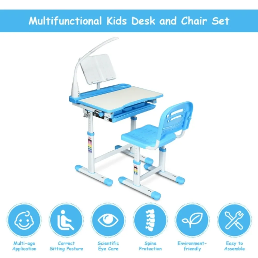 Gymax height adjustable best sale kids desk chair set