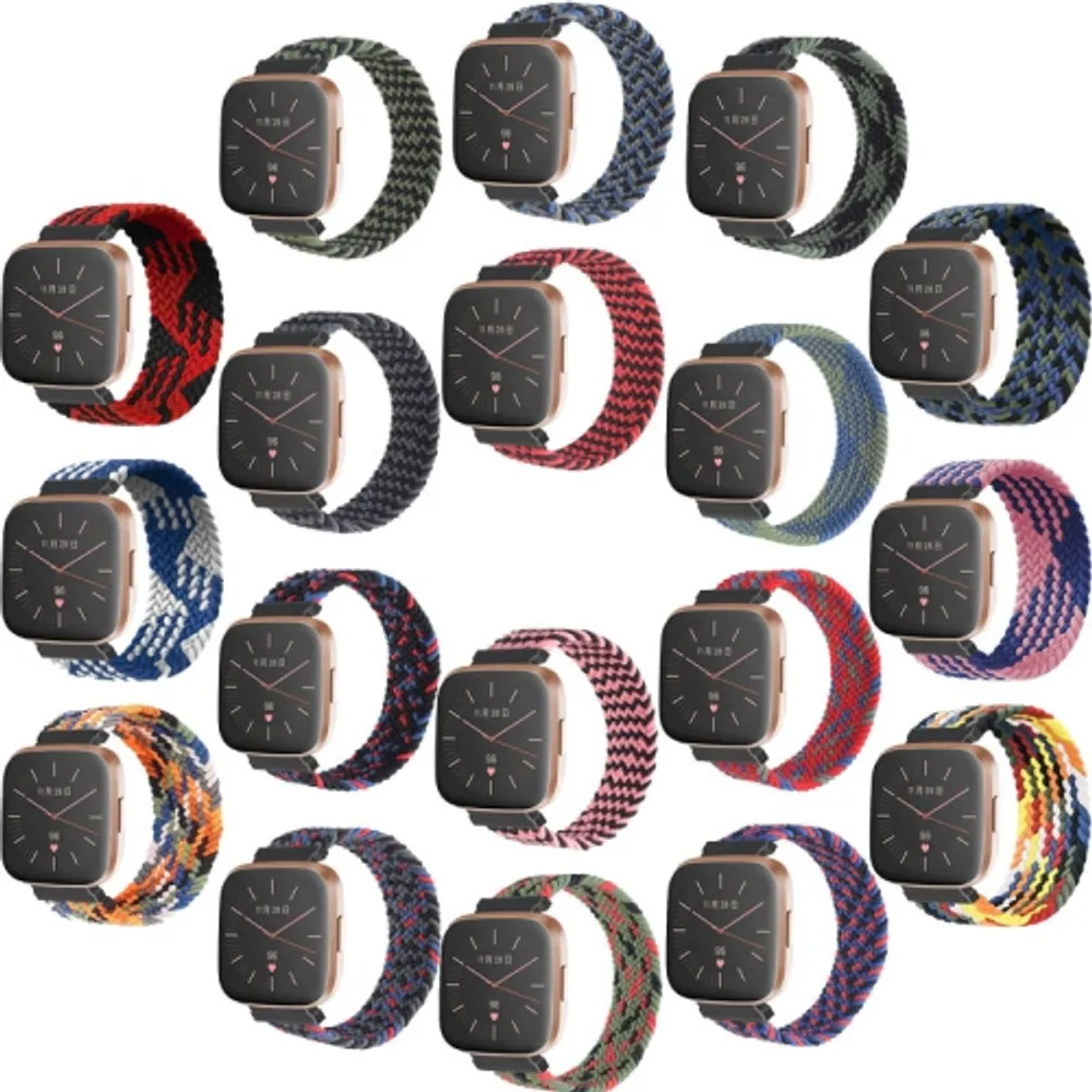StrapsCo Patterned Elastic Nylon Watch Band Strap for Fitbit Versa