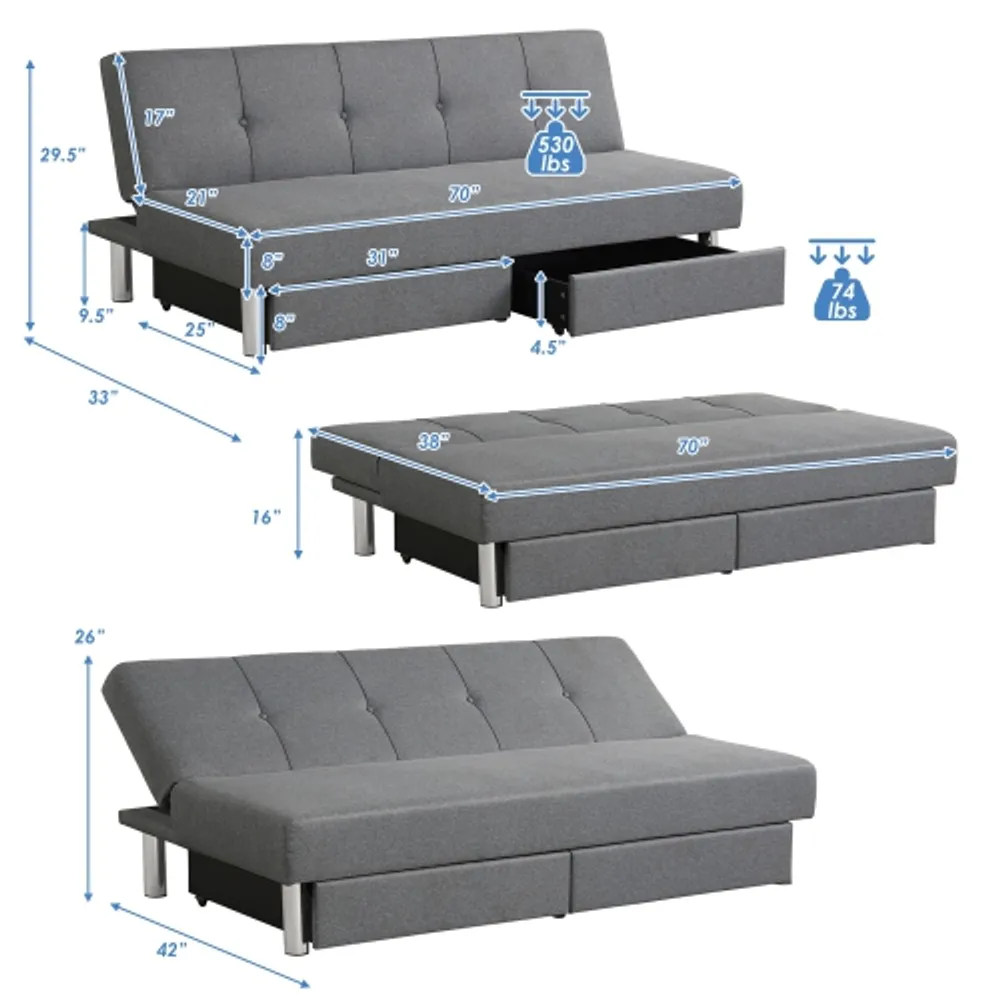 Convertible futon shop sofa