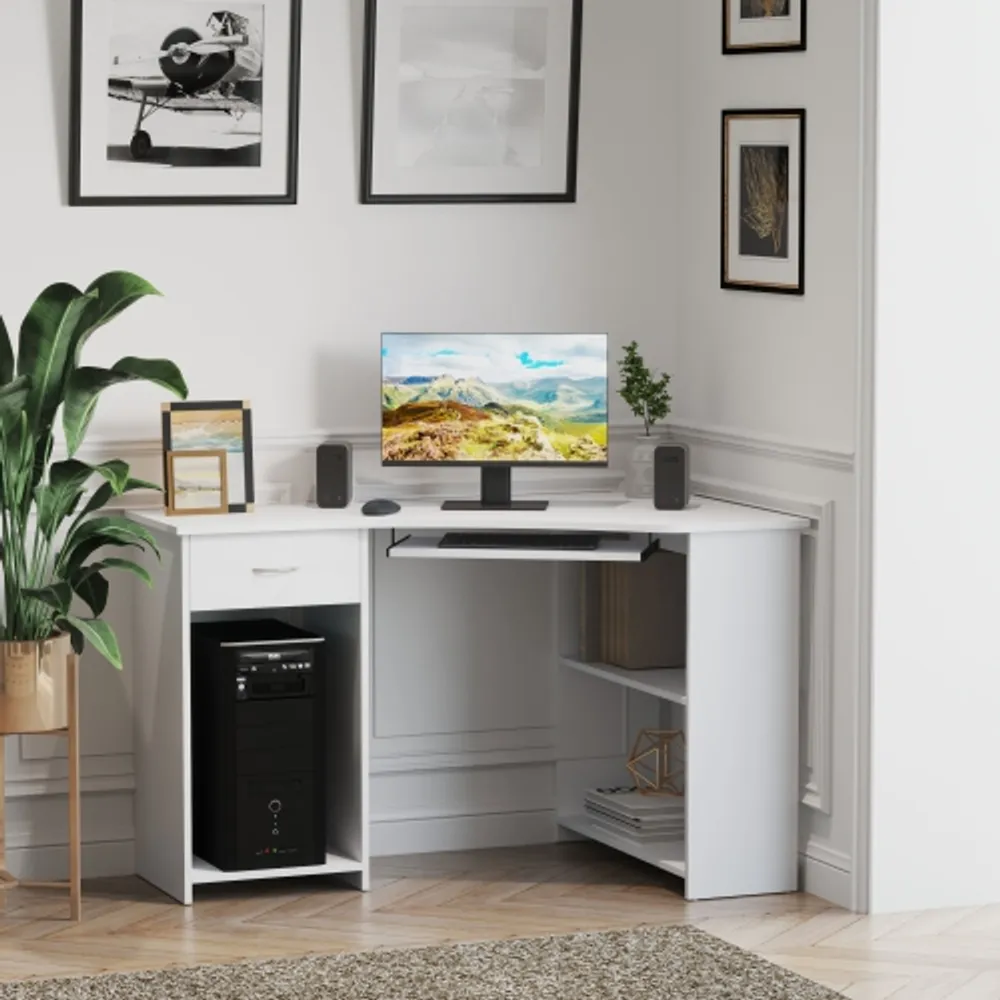 Small space desk sales with keyboard tray