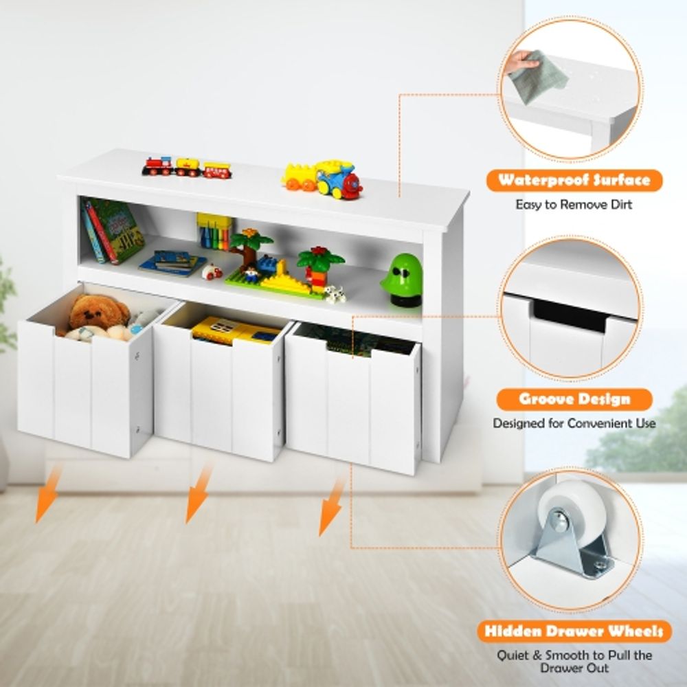 Toy box with shop pull out drawer