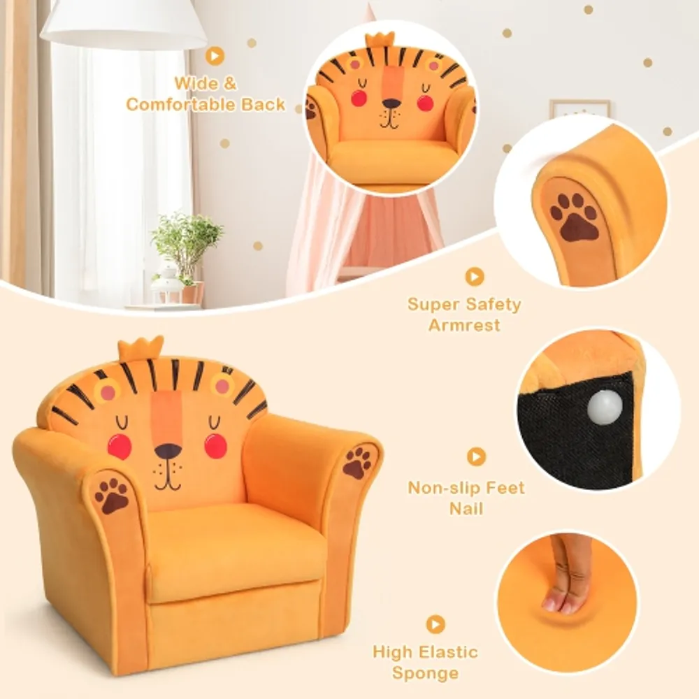 Costway Kids Lion Sofa Children Armrest Couch Toddler Furniture