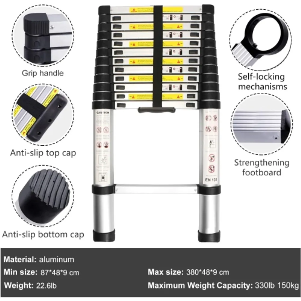 Large telescopic shop ladder
