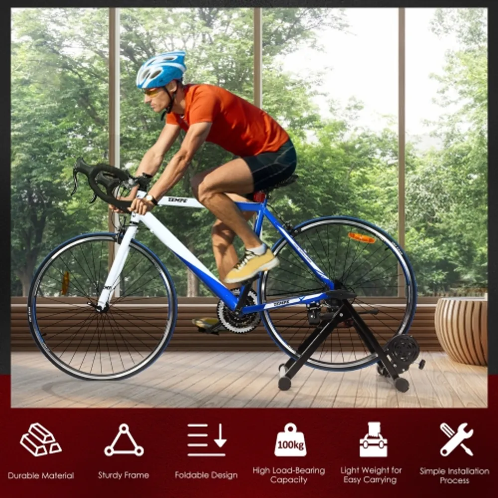 Gymax Foldable Bike Trainer Stand Cycling Exercise Stand w Dual