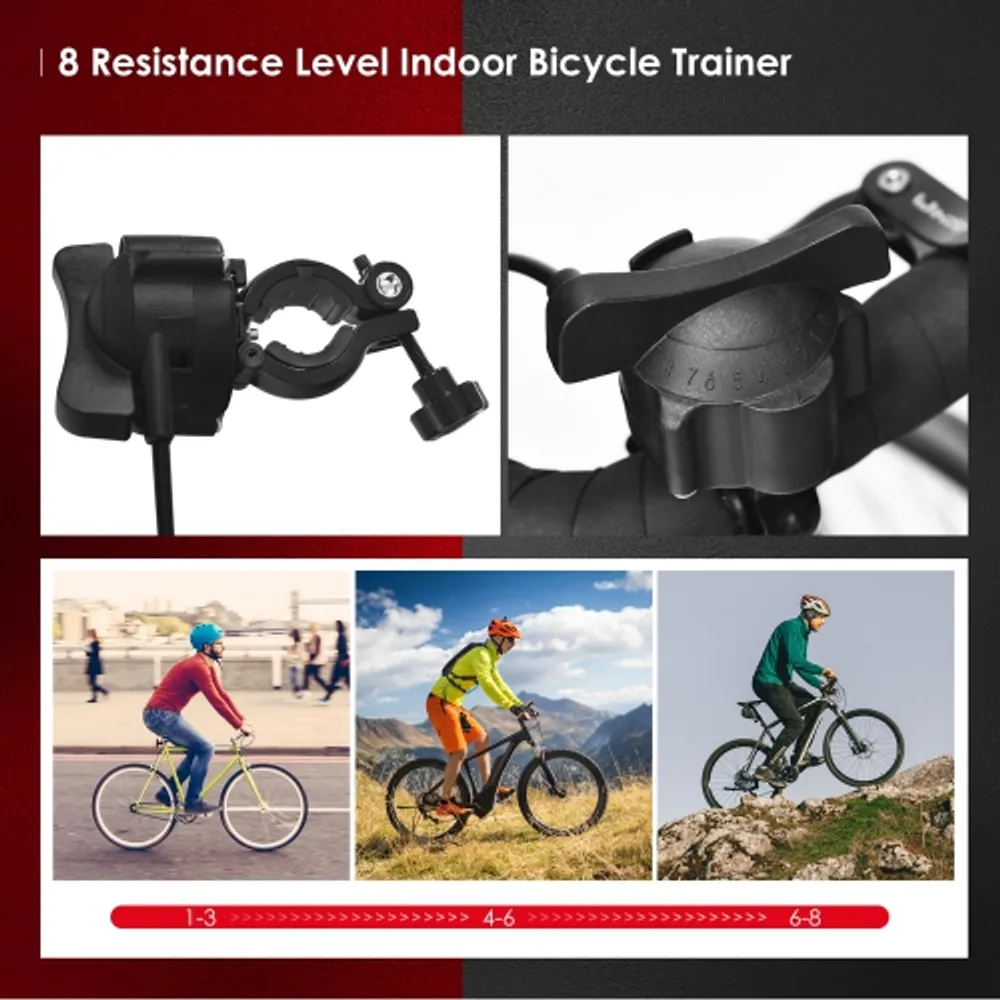 Gymax Foldable Bike Trainer Stand Cycling Exercise Stand w 8