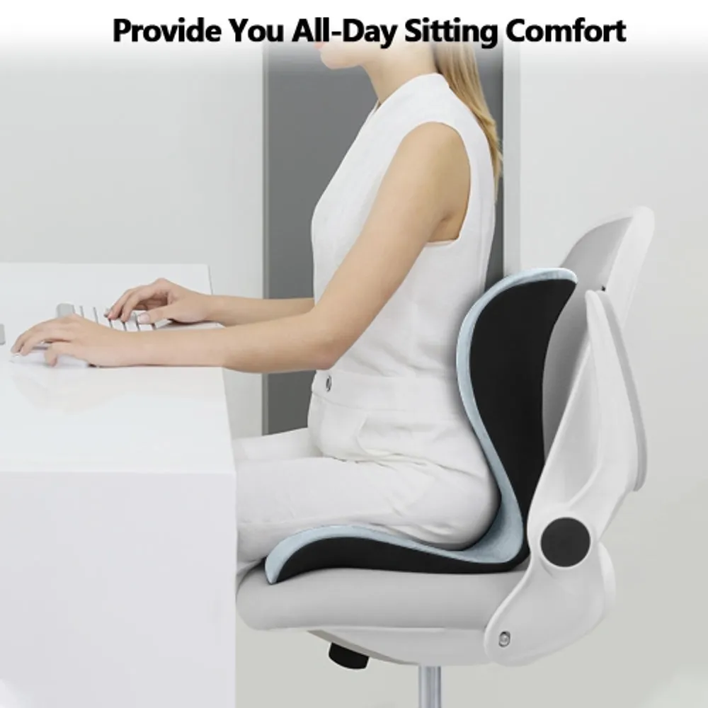 LIVINGBASICS Ergonomic Memory Foam Backrest Seat Cushion with