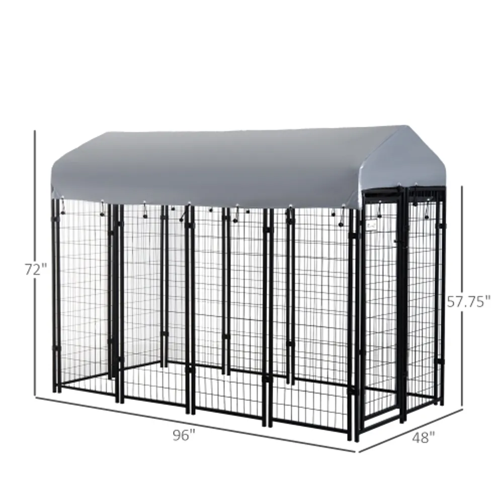 PawHut Outdoor Dog Kennel Lockable Pet Playpen Crate Welded Wire