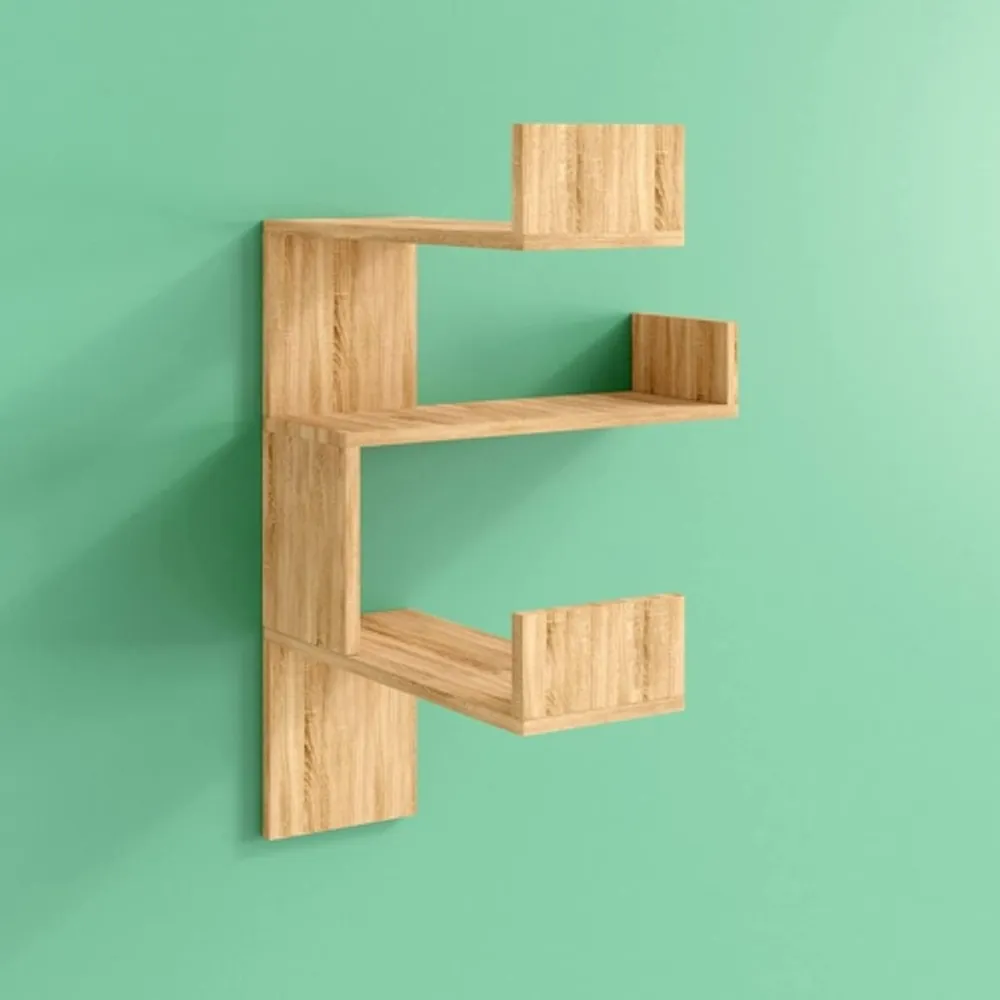 JV Home Luksa Collection Corner Bookcase Wall Mounted Stylish Floating