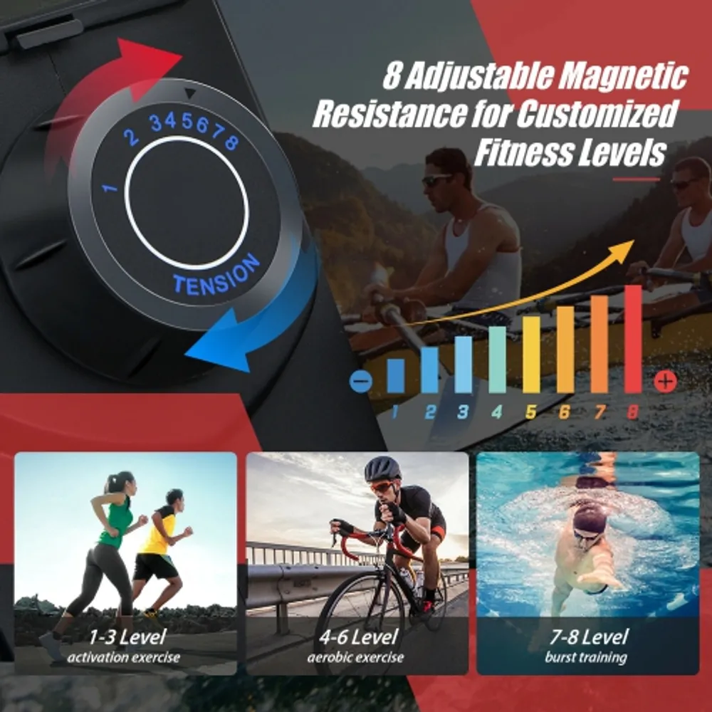 Gymax folding magnetic rowing machine rower exercise 2025 cardio adjustable resistance