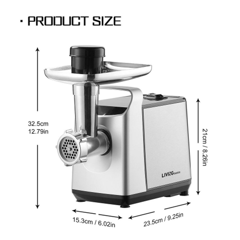 LIVINGBASICS 1200W Electric Meat Grinder Food Processor Veggies