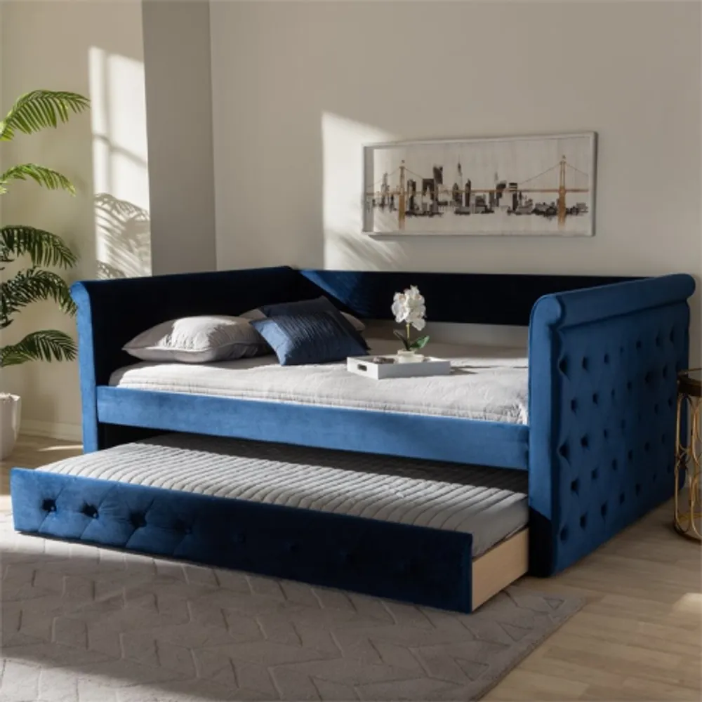Blue daybed store with trundle