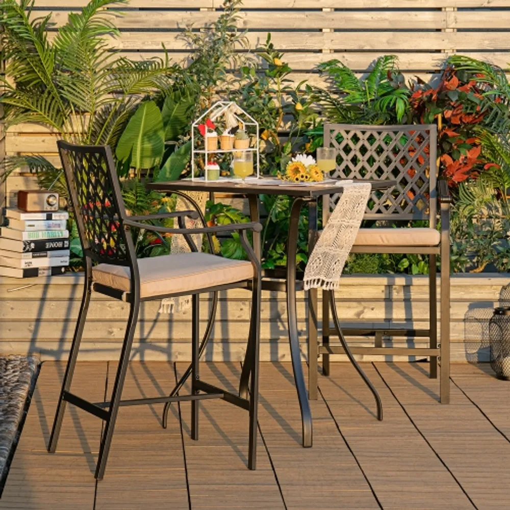 Costway 3pcs patio rattan wicker bar table stools dining set cushioned chairs garden outlet