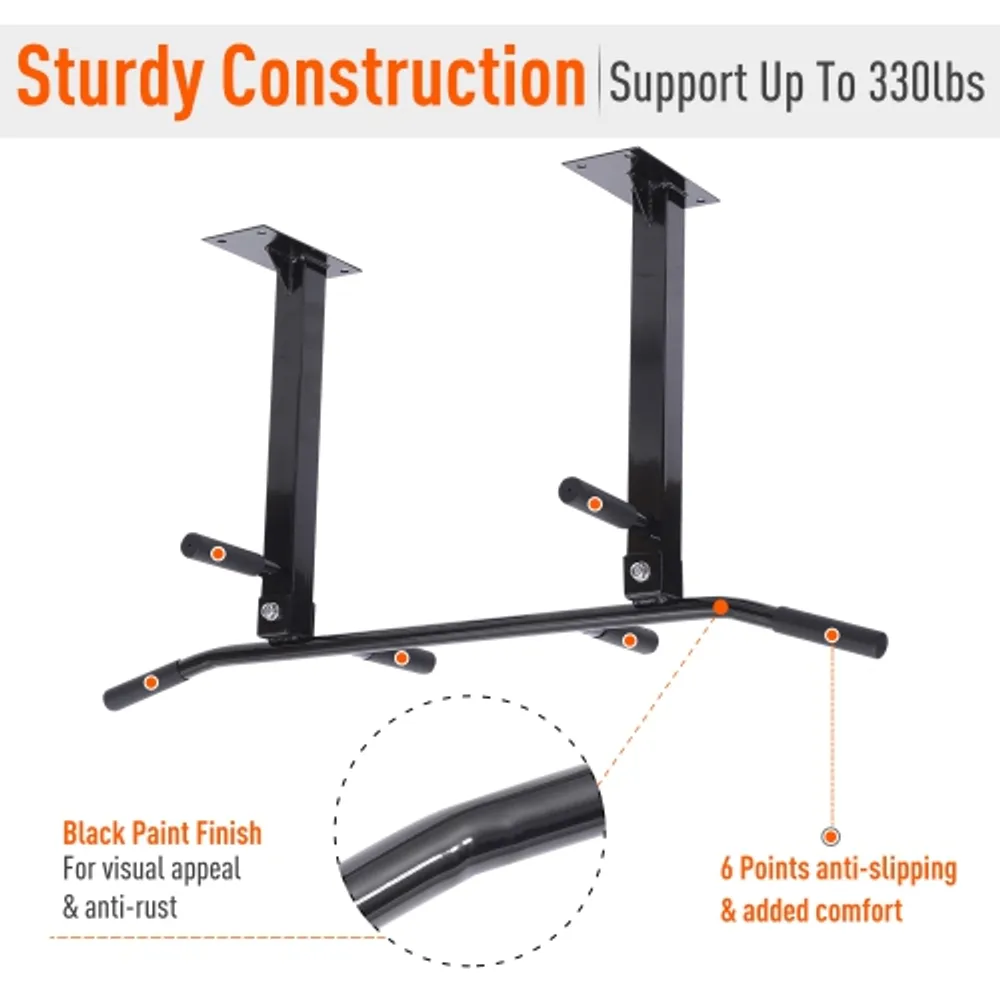 Soozier Ceiling Mounted Pull Up Bar Wall Mount Chin Up Bar Upper