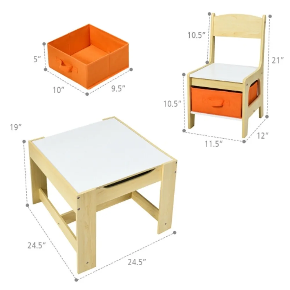 SLICKBLUE Kids Table Chairs Set With Storage Boxes Blackboard