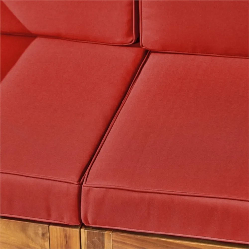 Noble House Oana Outdoor Modular Acacia Wood Sofa with Cushions