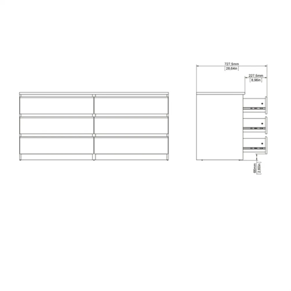 Pemberly row 6 drawer double dresser in white high hotsell gloss