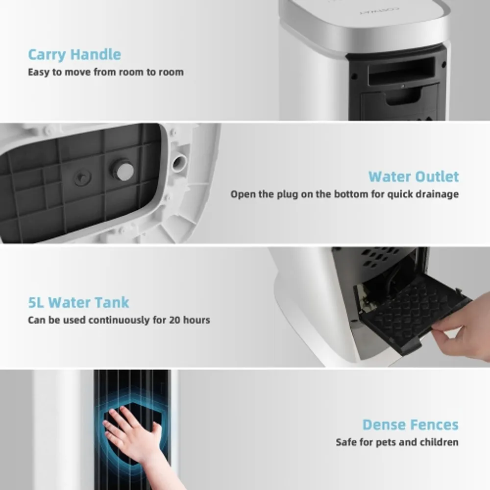 Tower fan with water tank top