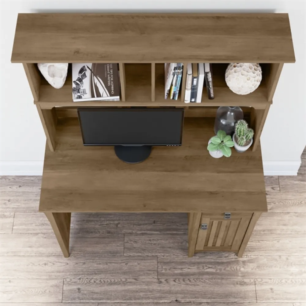 Bush Furniture Salinas Small Computer Desk with Hutch in Reclaimed