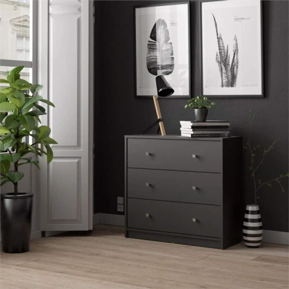 Atlin designs contemporary modern 3 drawer wooden chest outlet dresser in black