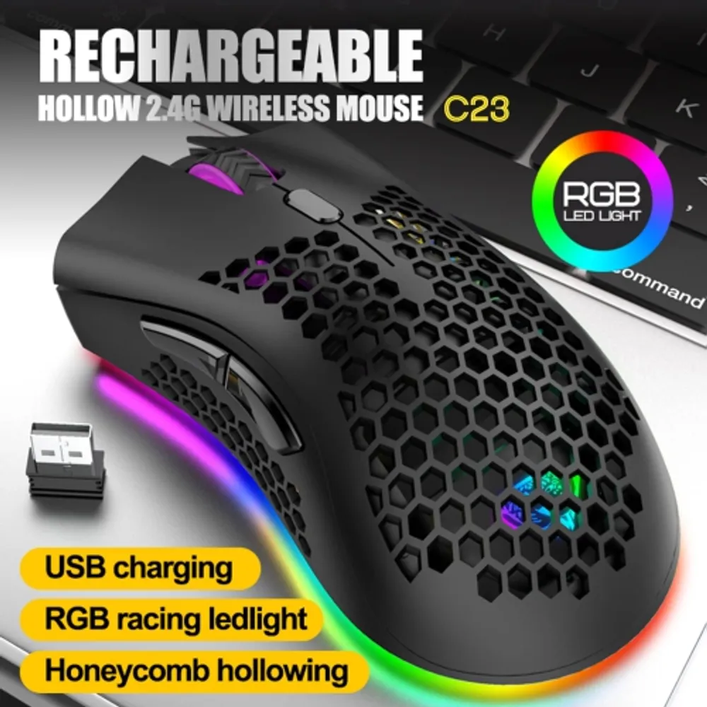 HLD VEGCOO Gaming Mouse Wireless Mouse Rechargeable Honeycomb