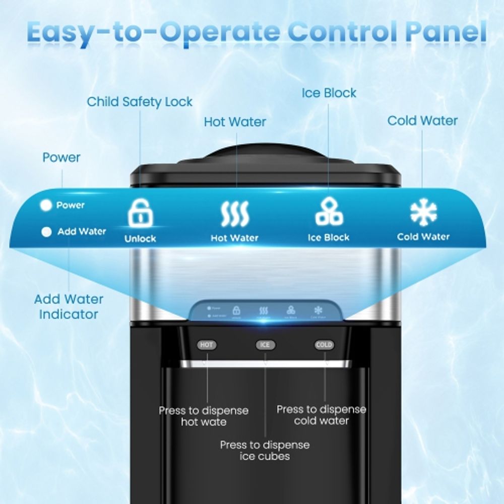 Hot and cold water cheap dispenser with ice maker