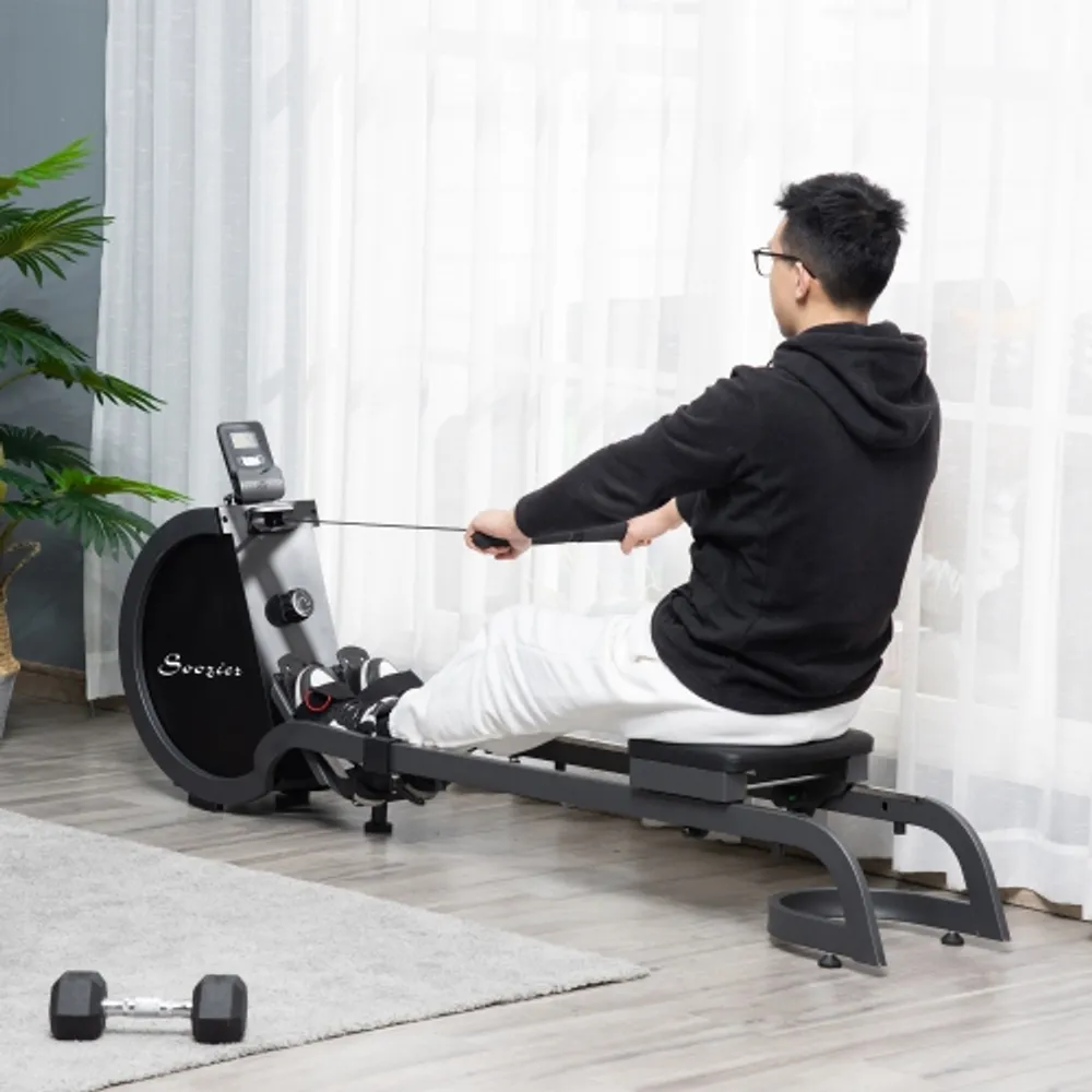 Gymax folding magnetic rowing machine hotsell rower exercise cardio adjustable resistance