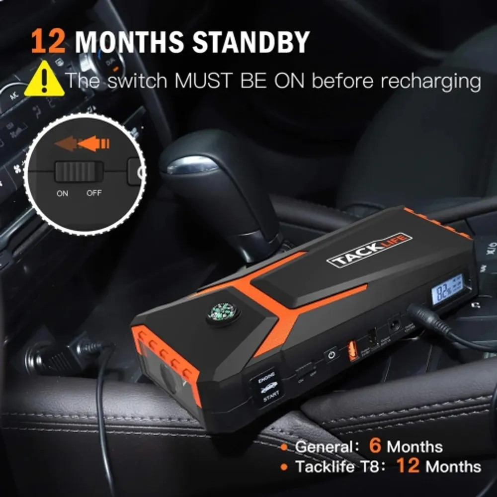 Tacklife t8 800a peak store car jump starter