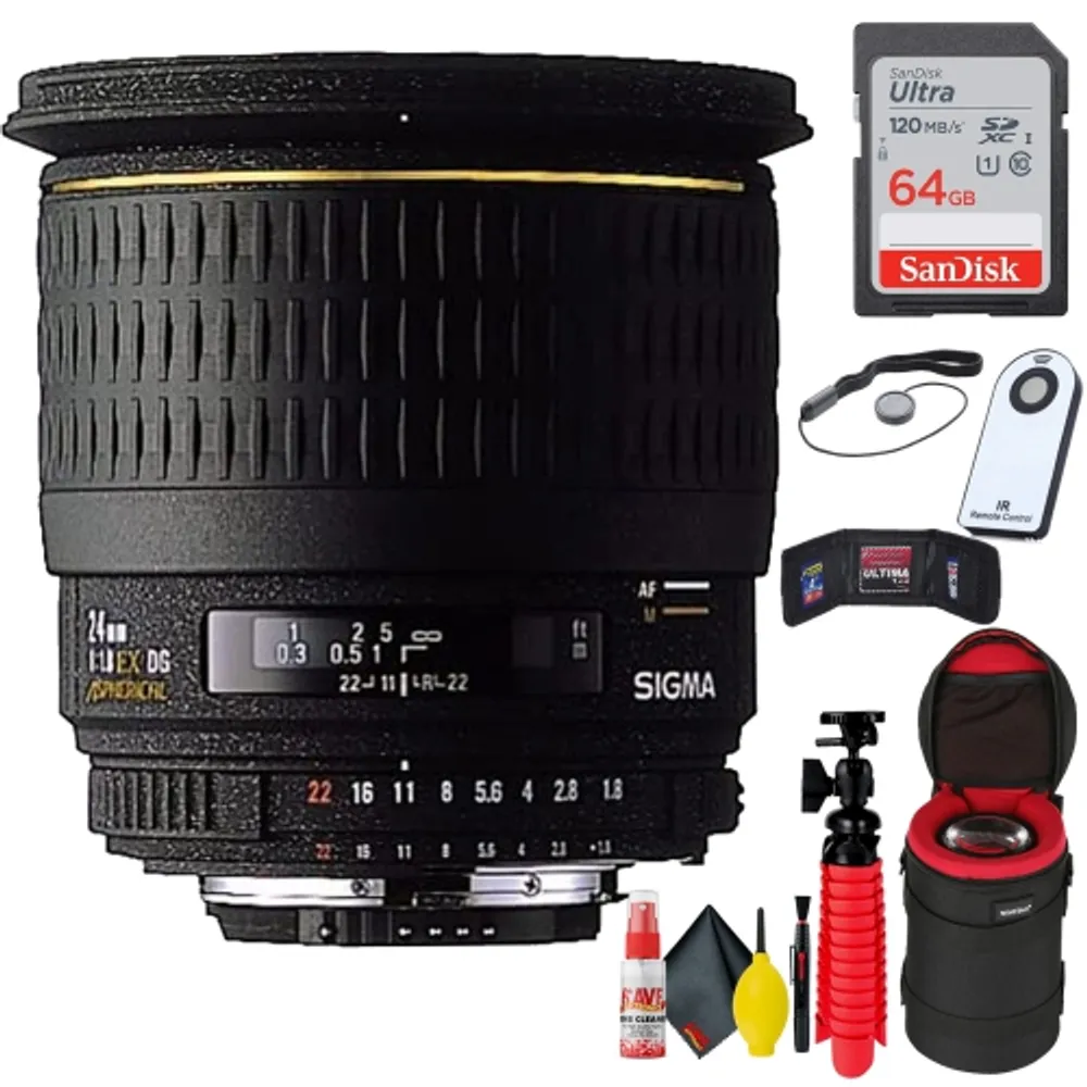 SIGMA 24MM F1.8 EX-DG FOR SONY + 64GB SD Card Bundle | Scarborough