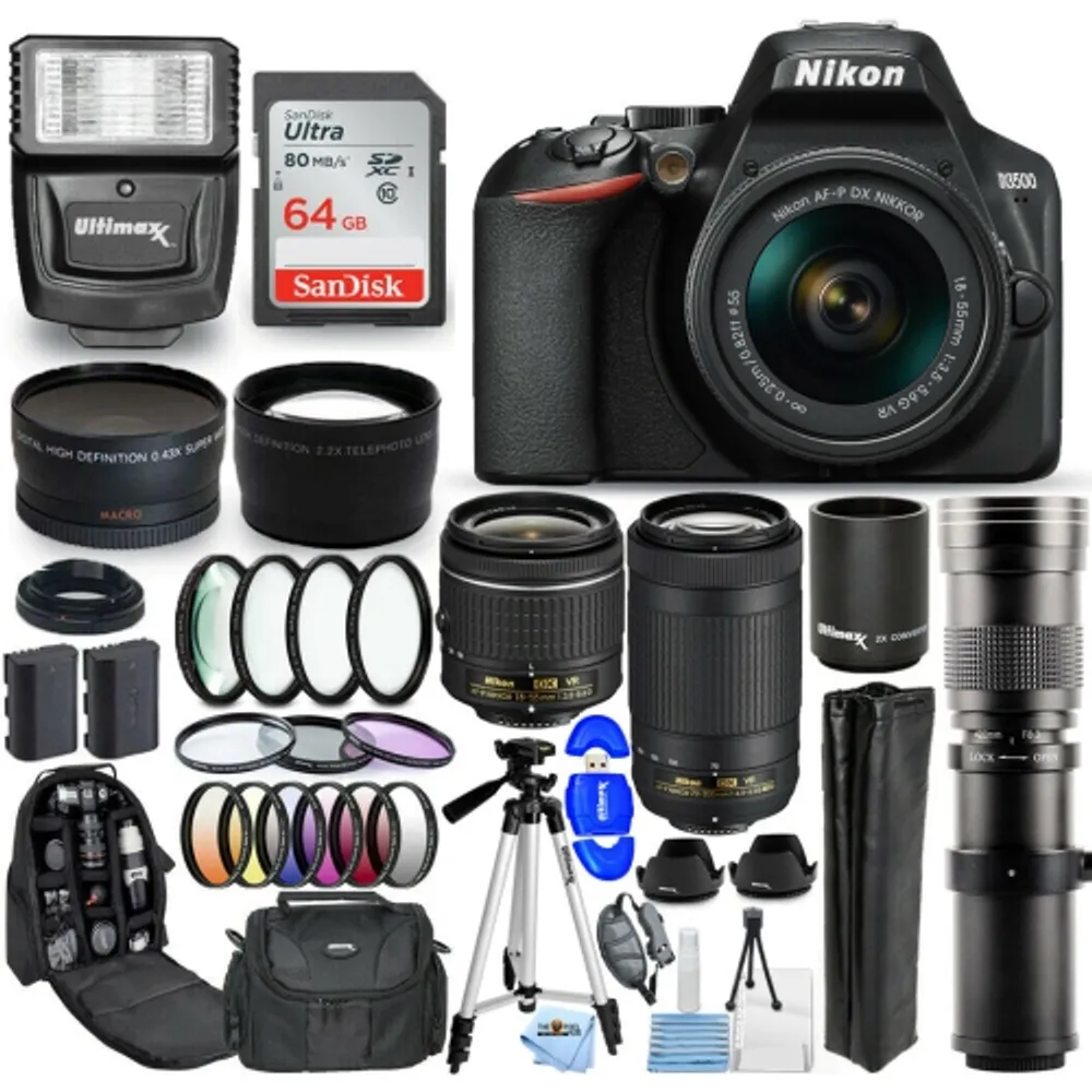 Nikon D3500 DSLR Camera with 18-55mm + 70-300mm + 420-800mm - Top