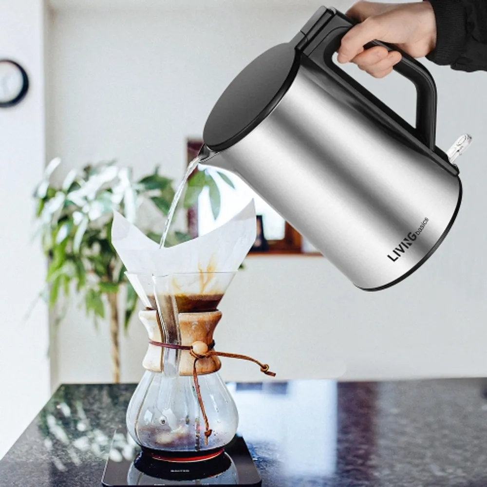 LIVINGBASICS 1.5L Stainless Steel Electric Kettle Hot Water Kettle