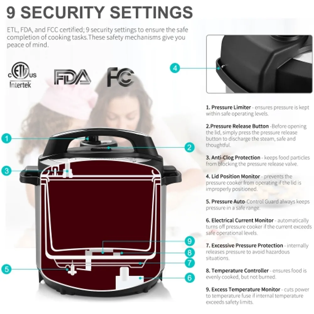 LIVINGBASICS 6 Quart Multi use Pressure Cooker 18 in 1